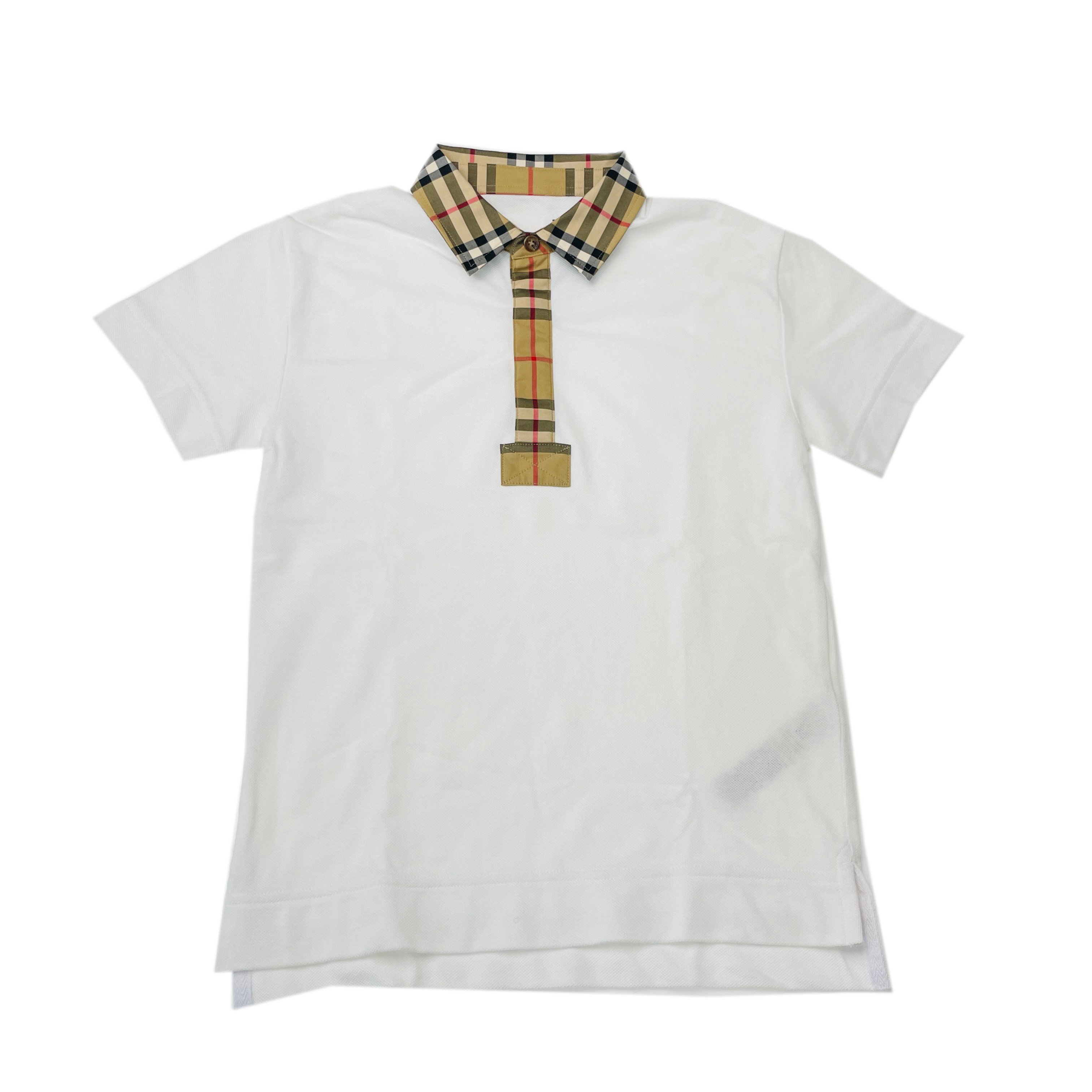 Camiseta polo Burberry Branco Xadrez - Menino Tamanho 8